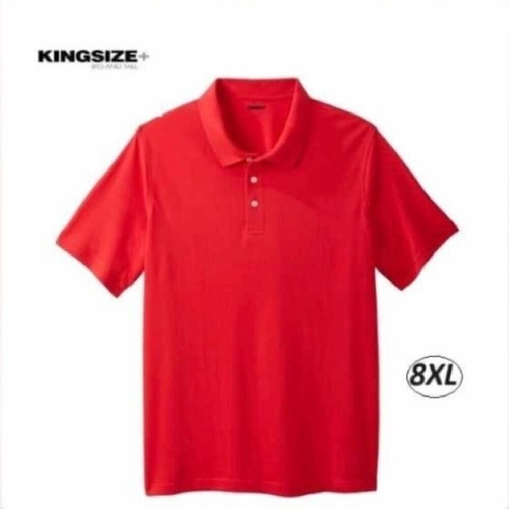 KingSize - Men's Big & Tall Shrink-less Polo Shirt - True Red. Size: 8XL. NIB